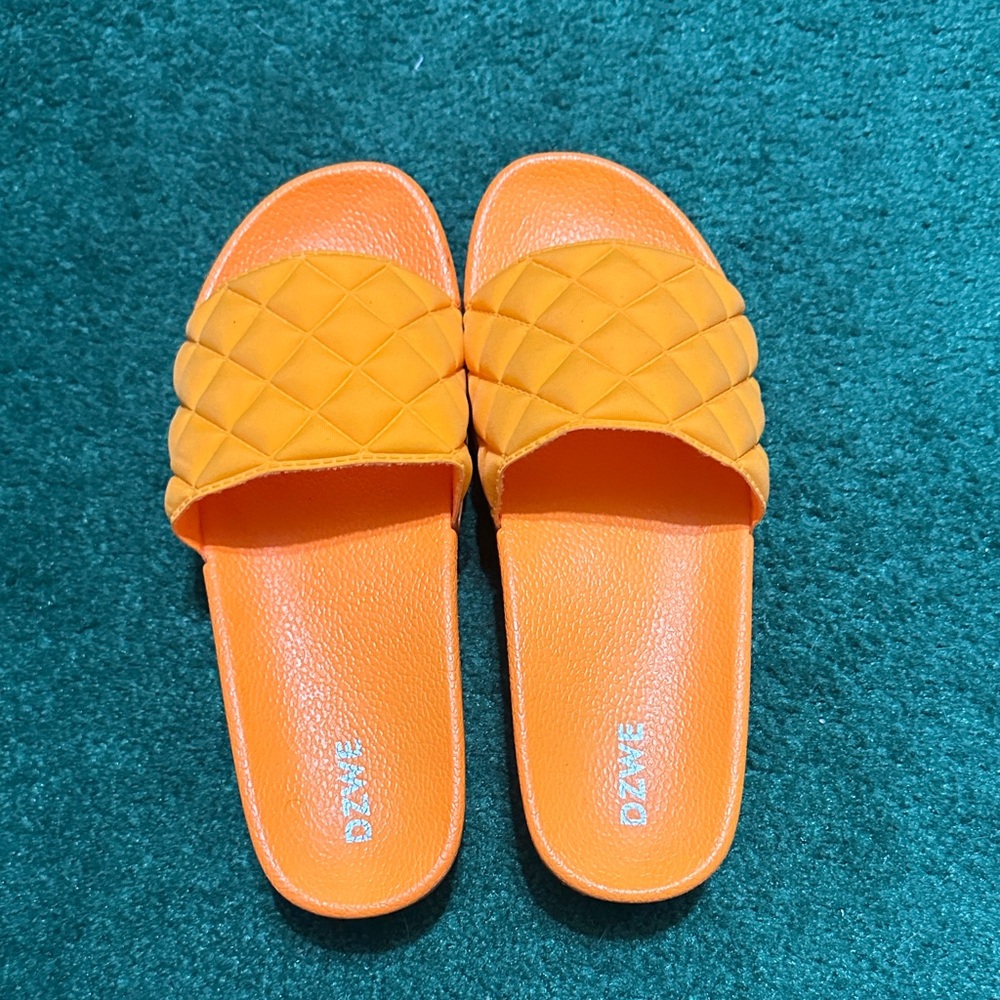 Orange Quilted Slides